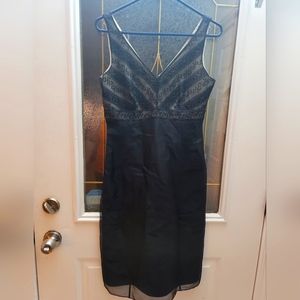 ann taylor Dress 100% Silk. Size 4. Beaded Detail. Double Layer